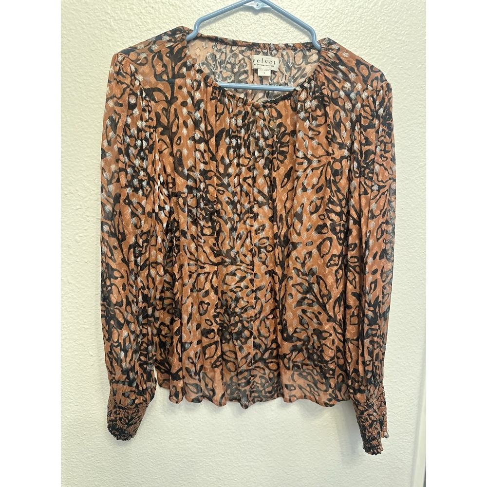 Velvet Graham‎ & Spencer Blouse Women Size S Melinda Chiffon Career Office Top